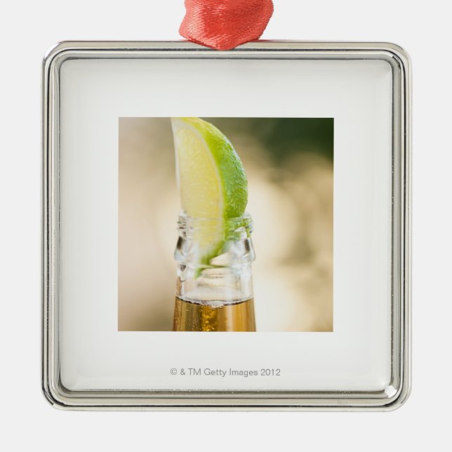 Beer bottle with lime wedge metal tree decoration (Front)