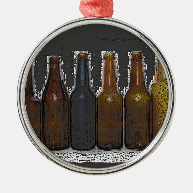 Beer Bottles Metal Tree Decoration (Front)