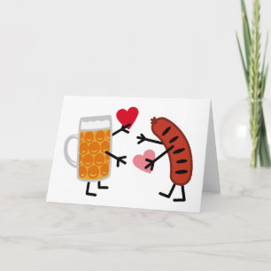 Beer & Bratwurst - Cute Valentine's Day Holiday Card