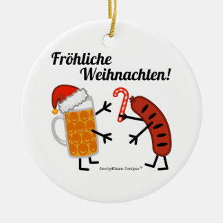 Beer & Bratwurst - Fröhliche Weihnachten! Ceramic Tree Decoration