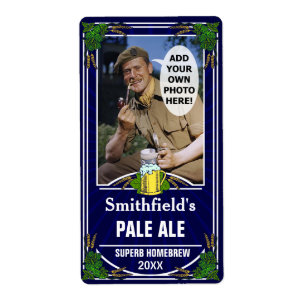 Beer Brewer Custom Photo Homebrewing Bottle Blue