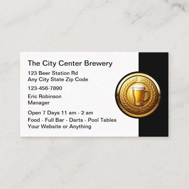 Beer Brewery Bar Classy Business Cards (Front)
