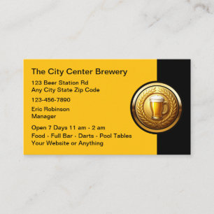 Beer Brewery Bar Classy Business Cards