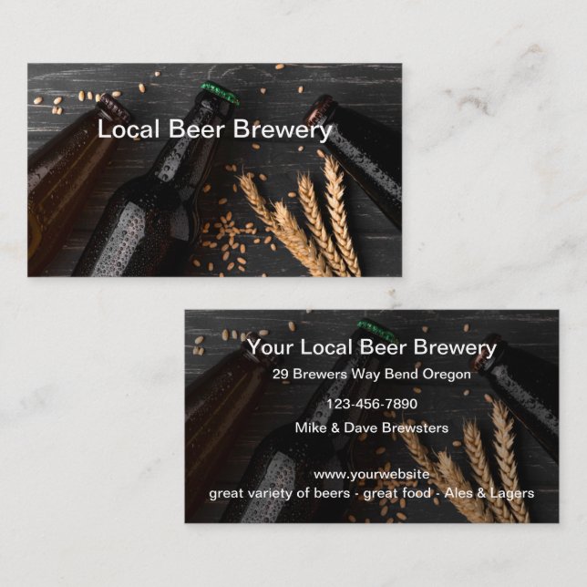 Beer Brewery Business Card Template Glossy Paper (Front/Back)