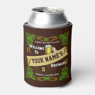 Beer Brewery Hops and Barley Welcome: Personalised Can Cooler