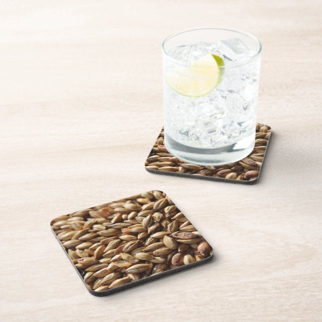 Beer brewing malted barley grains background coaster (Right Side)