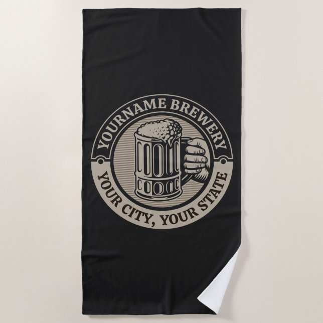 Beer Brewing Personalised NAME Brewery Big Mug  Beach Towel (Front)