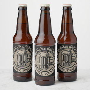 Beer Brewing Personalised NAME Brewery Big Mug Bottle Label