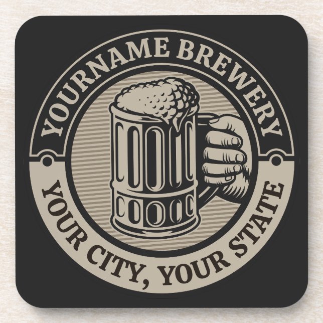 Beer Brewing Personalised NAME Brewery Big Mug Coaster (Front)