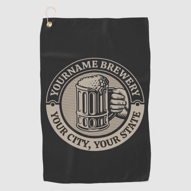 Beer Brewing Personalised NAME Brewery Big Mug Golf Towel (Front)