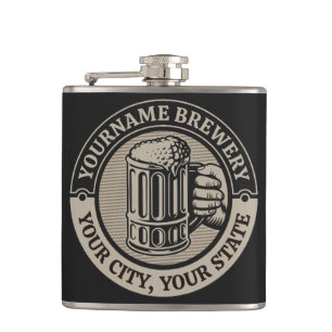 Beer Brewing Personalised NAME Brewery Big Mug  Hip Flask