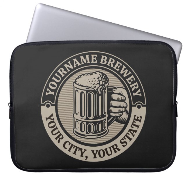 Beer Brewing Personalised NAME Brewery Big Mug  Laptop Sleeve (Front)