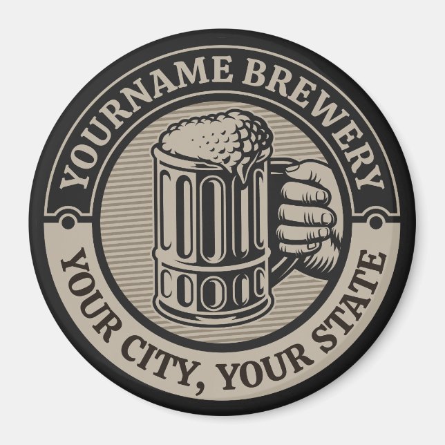 Beer Brewing Personalised NAME Brewery Big Mug Magnet (Front)
