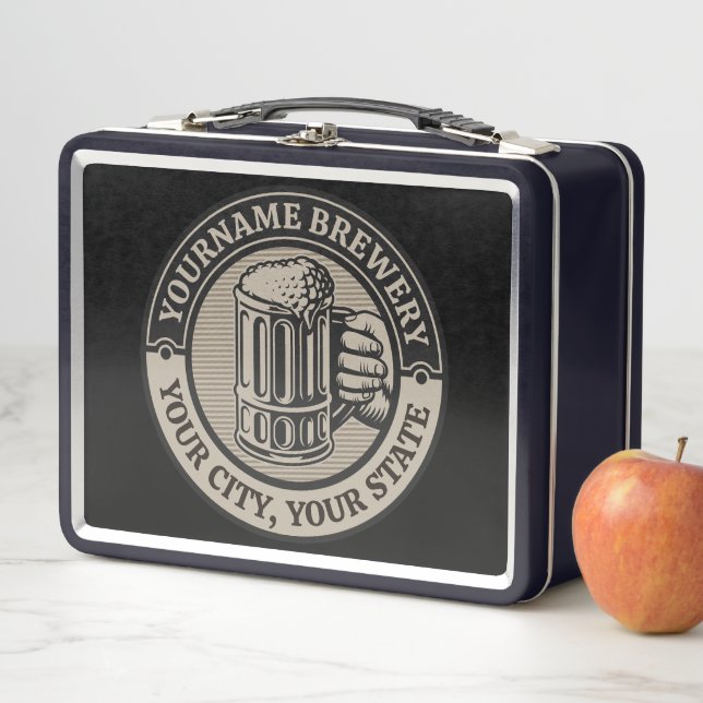 Beer Brewing Personalised NAME Brewery Big Mug Metal Lunch Box (In Situ)