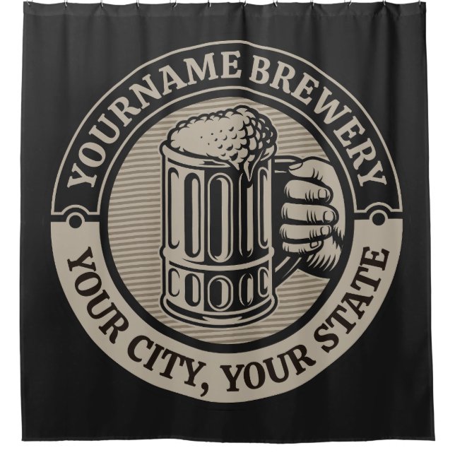 Beer Brewing Personalised NAME Brewery Big Mug  Shower Curtain (Front)