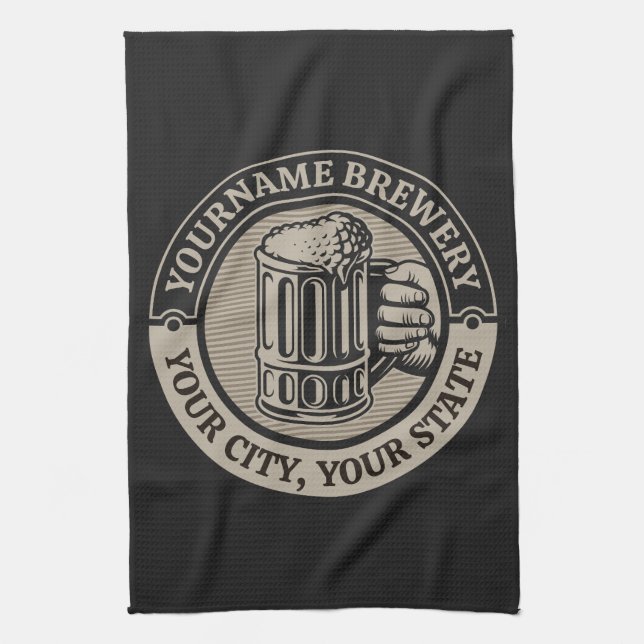 Beer Brewing Personalised NAME Brewery Big Mug  Tea Towel (Vertical)