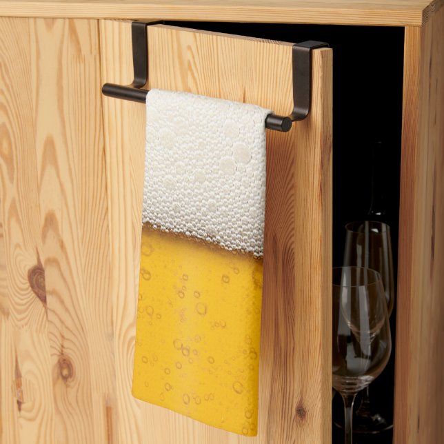 Beer Bubbles Close-Up Tea Towel (Thirds Fold)