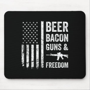 Beer Bycon Guns And Freedom - Usa Bbq American Fla Mouse Mat