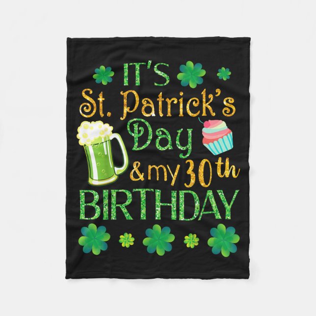 Beer Cake &amp; Shamrocks It's St Patrick Day &amp Fleece Blanket (Front)