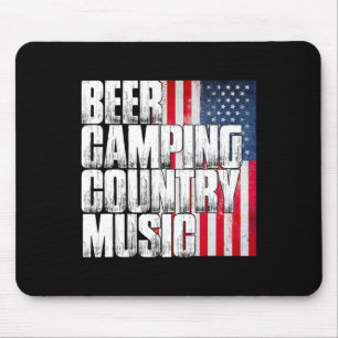 Beer Camping Country Music Patriotic American Flag Mouse Mat