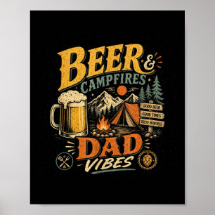 Beer camping dad retro 70s vintage father's day poster