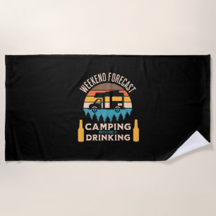 Beer Camping With Beer Birthday Beach Towel