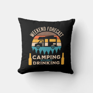 Beer Camping With Beer Birthday Cushion