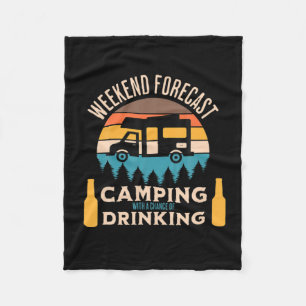 Beer Camping With Beer Birthday Fleece Blanket