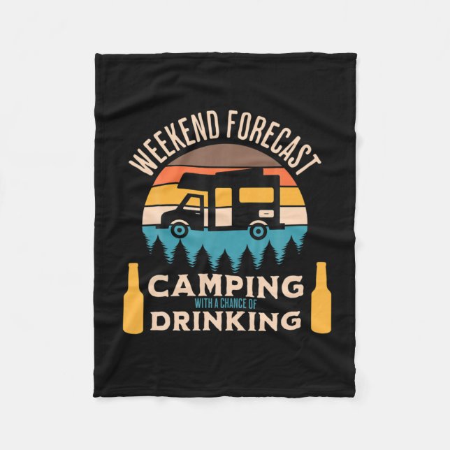 Beer Camping With Beer Birthday Fleece Blanket (Front)