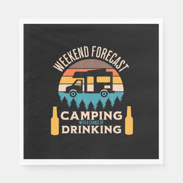 Beer Camping With Beer Birthday Napkin (Front)
