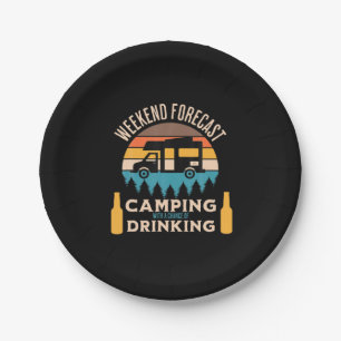 Beer Camping With Beer Birthday Paper Plate