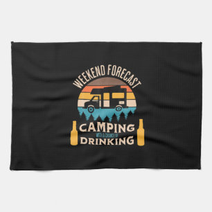 Beer Camping With Beer Birthday Tea Towel