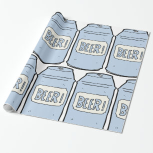 Beer Can Illustration Retro Beer Lover Design  Wrapping Paper