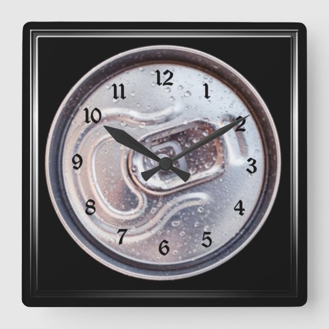 Beer Can Pull Tab Square Wall Clock (Front)