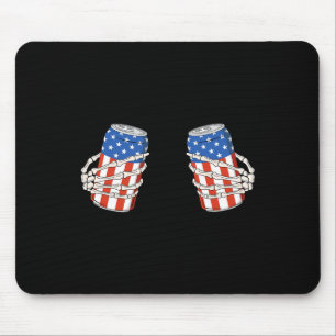 Beer Can Skeleton Hand Funny 4th Of July American  Mouse Mat