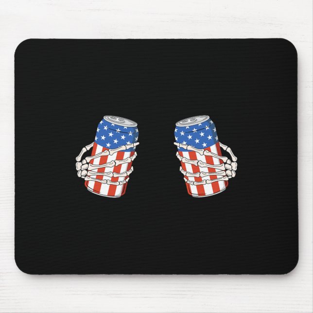 Beer Can Skeleton Hand Funny 4th Of July American  Mouse Mat (Front)