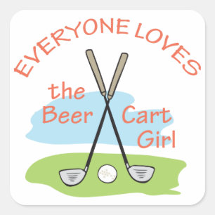 Beer Cart Girl Square Sticker