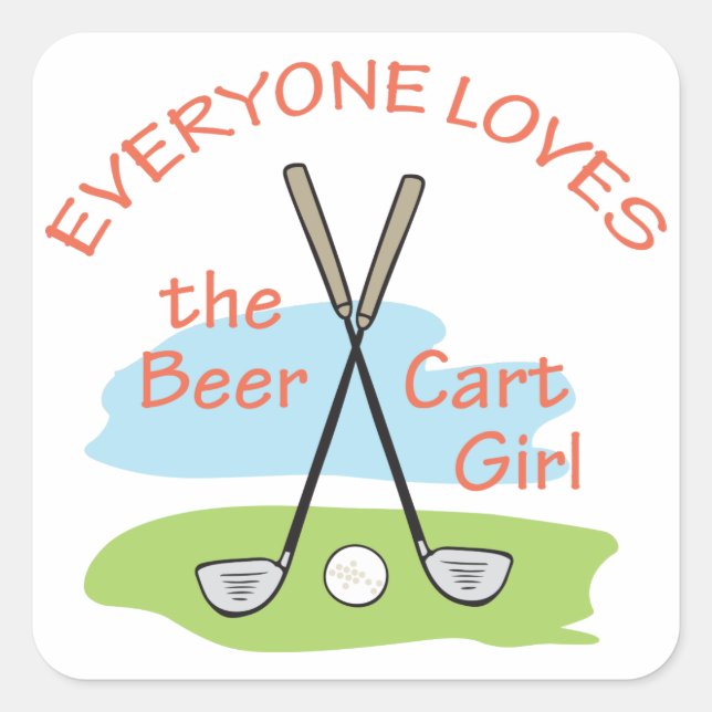 Beer Cart Girl Square Sticker (Front)