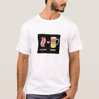 Beer Checks Out Bacon (black bkgd) T-Shirt
