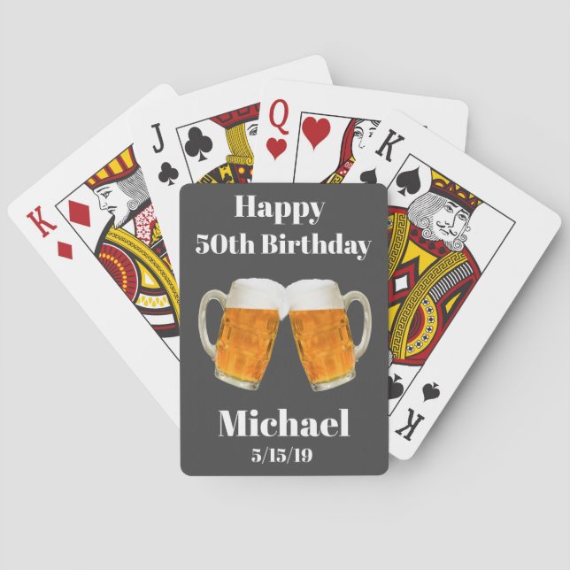 Beer Cheers 50th Birthday Gift Playing Cards (Back)