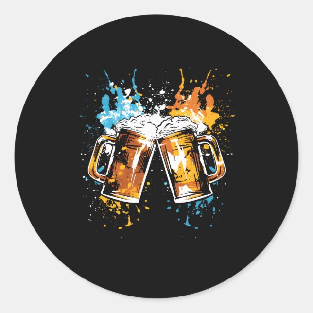 Beer Cheers Alcohol Drink Drinking Py Graffiti Classic Round Sticker (Front)