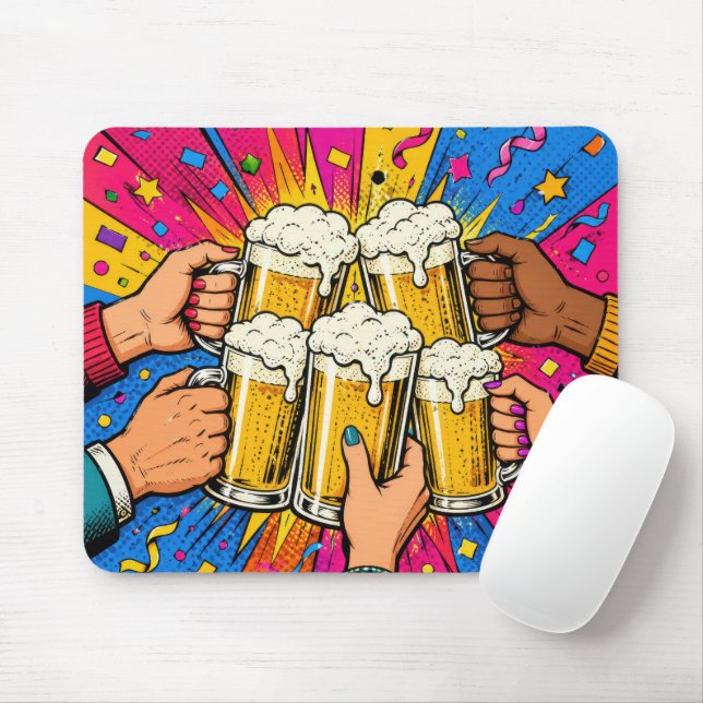 Beer Cheers Pop Art Mouse Mat (With Mouse)