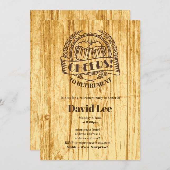 BEER, cheers to retirement, invitation (Front/Back)