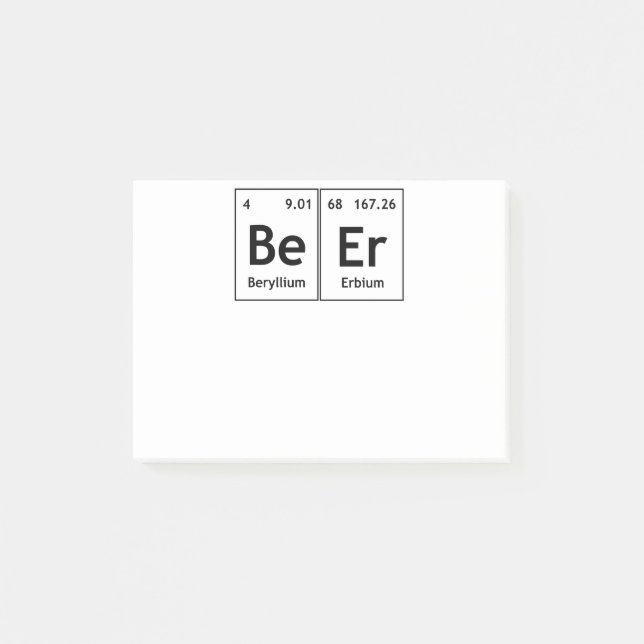 BeEr Chemistry Periodic Table Element Symbols Word Post-it Notes (Front)