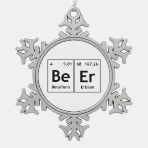 BeEr Chemistry Periodic Table Element Symbols Word Snowflake Pewter Christmas Ornament