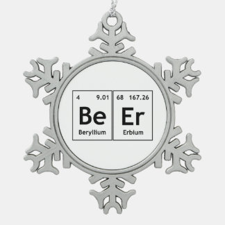 BeEr Chemistry Periodic Table Element Symbols Word Snowflake Pewter Christmas Ornament