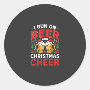 Beer Christmas Cheer Holiday Drinking Classic Round Sticker