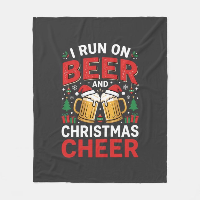 Beer Christmas Cheer Holiday Drinking Fleece Blanket (Front)