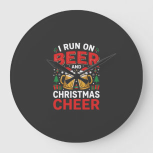 Beer Christmas Cheer Holiday Drinking Large Clock