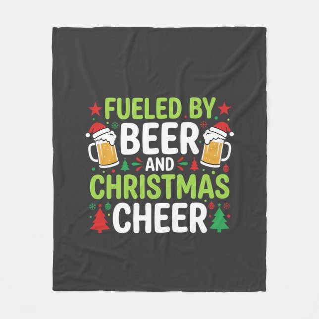 Beer Christmas Cheer Holiday Drinking Vector Fleece Blanket (Front)